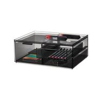 iDesign 95331 Organizador de Maquillaje, Cajonera pequeña con 3 cajones de la colección Exclusiva de Sarah Tanno, Organizador de plástico para cosméticos y Utensilios, Gris, 30.5 x 20.3 x 11.4 cm