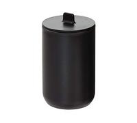 iDesign Algodonero con tapa, bote con tapa redondo y de plástico para guardar cosméticos y maquillaje, accesorios de baño para bastoncillos y discos de algodón, negro