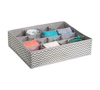 iDesign Axis Organizador de cajones, caja de almacenamiento con 16 apartados en polipropileno, clasificador de cajones, gris topo y crudo