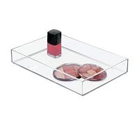 iDesign Bandeja organizadora de maquillaje extragrande, De plástico, Para cosméticos, Maquillaje y accesorios, Práctica caja de almacenamiento para tocador, cajones o baño, Transparente
