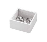 iDesign Bandeja organizadora para la cocina, caja organizadora de madera de paulownia para el cajón o el armario de la cocina, organizador de cajones para cubiertos, blanco