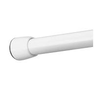 iDesign Barra para cortinas de ducha, soporte para cortinas de baño de tamaño corto y de acero, barra telescópica extensible para instalar sin taladro, blanco