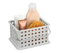 iDesign Basic Cesta organizadora, canasto organizador de baño de tamaño pequeño en plástico para artículos de ducha y cosmética, gris claro