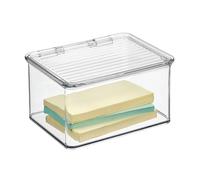 iDesign Cabinet/Kitchen Binz Cajas de almacenaje, organizadores de cocina pequeños de plástico, cajas apilables con tapa para comida, transparente