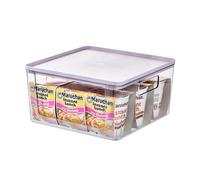 iDesign Caja organizadora de plástico reciclado con asas, bandeja organizadora de la colección exclusiva de Rosanna Pansino, caja de almacenaje con tapa, lila y transparente
