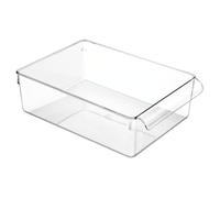 iDesign Caja transparente con asa, organizador de cocina grande de plástico, caja organizadora sin tapa para armarios, frigorífico o cajones, transparente