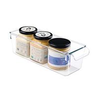 iDesign Caja transparente con asa, organizador de cocina pequeño de plástico, caja organizadora sin tapa para armarios, frigorífico o cajones, transparente