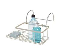iDesign Cesta de baño, pequeño Estante para Colgar de la bañera Hecho de Metal, Bandeja organizadora sin Taladro para jabón, cosméticos, Libros, Tableta o móvil, Plateado Mate