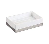 iDesign Clarity Jabonera, Plástico, Blanco y Cepillado, 12.7x8.30x3.4 cm