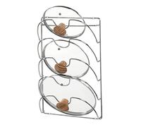 iDesign Classico, Anaquel organizador para almacenamiento en el gabinete de cocina, para tapas de ollas, sartenes, Cromado