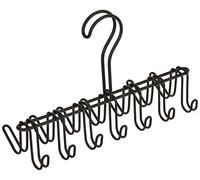 iDesign Classico Organizador de corbatas, colgador de metal con 14 ganchos para organizar cinturones y corbatas, negro mate