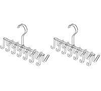 iDesign Corbatero con 14 Ganchos, pequeño Organizador Colgante de Metal Cromado, Percha múltiple para organizar Cinturones y Corbatas, Plateado (Paquete de 2)