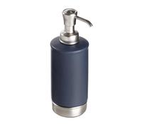 iDesign - Dispensador de jabón de cerámica y Acero, Bomba de jabón York Collection, Azul Marino Mate/níquel Cepillado