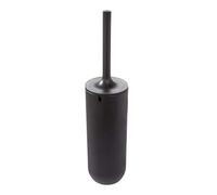 iDesign Escobilla de baño con soporte, juego de WC estrecho de plástico, escobillero independiente y cepillo de baño con cerdas de silicona, negro
