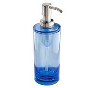 iDesign Eva Dosificador de baño, dispensador de jabón líquido de plástico, azul océano/plateado