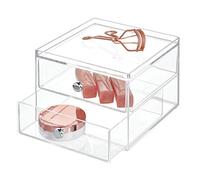 iDesign Joyero de 2 cajones, Organizador de almacenamiento compacto para cosméticos, Suministros dentales, Cuidado del cabello, Baño, Oficina, Dormitorio, Escritorio, Encimera, Otro