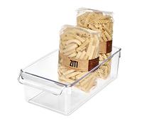 iDesign Linus Caja para almacenaje, organizador para la cocina de plástico de tamaño mediano, caja con asas, transparente