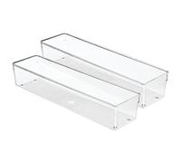 iDesign Linus Organizador de cajones, cubertero para cajones de cocina en plástico, juego de 2 cuberteros para cajón, transparente