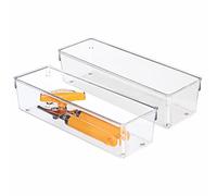 iDesign Linus Organizador de cajones, cubertero para cajones de cocina en plástico, juego de 2 cuberteros para cajón, transparente