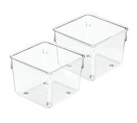 iDesign Linus Organizador de cajones, cubertero para cajones de cocina pequeño en plástico, juego de 2 cuberteros para cajón, transparente