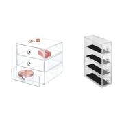 iDesign Organizador de maquillaje con 3 cajones, compacta minicómoda de plástico & Joyero Clarity | Joyero con 4 cajones para relojes, collares, etc.