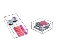 iDesign Organizador De Maquillaje Y Cosméticos, Organizador De Cajones Extrapequeño De Plástico Libre De Bpa + Maquillaje Y Cosméticos, Organizador De Cajones Pequeño De Plástico Libre De Bpa
