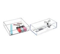 iDesign Organizador De Maquillaje Y Cosméticos, Organizador De Cajones Grande De Plástico Libre De Bpa + Cubertero Para Cajón, Organizador De Cajones Pequeño De Plástico