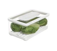 iDesign Organizador de Nevera con Tapa, Recipiente hermético Grande para Frutas y Verduras con regulación de Aire, Organizador de plástico, Transparente/Blanco/Verde