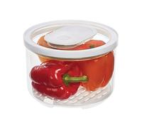 idesign Organizador de Nevera con Tapa, Recipiente hermético Grande para Frutas y Verduras con regulación de Aire, Organizador de plástico, Transparente/Blanco