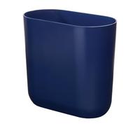 iDesign Pequeña basura ovalada de plástico ideal para baño, dormitorio u oficina, cubo de basura azul marino