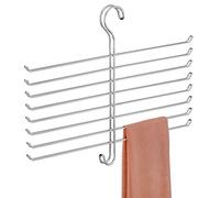 iDesign Perchas ahorra espacio, organizador de pañuelos antiarrugas de metal, colgador de accesorios con 8 barras y 1 gancho para chales, corbatas o cinturones, plateado