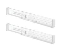 iDesign Separadores de cajones ajustables, organizador de cajones profundos de plástico, juego de 2 divisores de cajones para la cocina, transparente