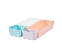 iDesign Set de 4 bandejas porta cubiertos, organizadores de cajones de plástico reciclado de la colección exclusiva de Rosanna Pansino, set cubertero para cajón multicolor