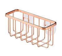 iDesign Soporte para esponja de fregadero, hecho de metal con revestimiento inoxidable con ventosas fuertes, soporte para jabón de cocina, cobre