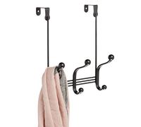 iDesign York Metal Over the Door Organizador de 3 ganchos para cubiertas, hats, Robes, Towels, Bedroom, Closet, and Bathroom, 5,5" x 8" x 11", color negro mate