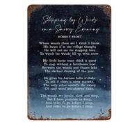 IDGTTLDF Literary Metal Sign Stopping by Woods on a Snowy Evening Robert Frost Poem Vintage Tin Sign Wall-Art for Library Office Decor 8 X 12 inch