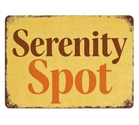 IDGTTLDF Vintage Metal Tin Sign Featuring Serenity Word Art Rustic Wall Decor for Calming Living Room or Bedroom 8 X 12 inch
