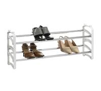 IDIMEX Zapatero Tower extensible blanco - Zapatero con 2 niveles de metal, apilable, ahorro de espacio, organizador de zapatos para pasillo