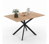 IDMarket Alix - Mesa de comedor extensible cuadrada 4-6 personas, pie araña madera y negro, 80-120 cm
