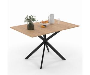 IDMarket Alix - Mesa de comedor extensible cuadrada 4-6 personas, pie araña madera y negro, 80-120 cm