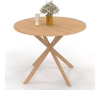 IDMarket Alix - Mesa de comedor redonda para 6 personas, diseño de araña, madera efecto haya (110 cm)