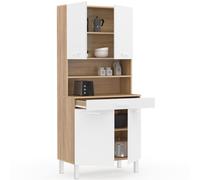IDMarket - Aparador de cocina (80 cm, 4 puertas, cajón de haya y color blanco