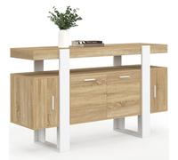 IDMarket - Aparador Phoenix 140 cm de 4 Puertas, Madera y Blanco