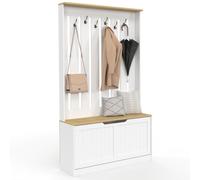 IDMarket - Armario de entrada Leon Mueble para zapatos Perchero | 6 ganchos con banco, para entrada, sala de estar, dormitorio