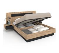 IDMarket - Cama con Cajón Doble Santa 140 x 190 cm, Madera y Negro