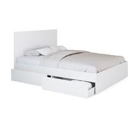 IDMarket - Cama doble Omaha con 4 cajones con ruedas con cabecera y somier de 140 x 190 cm, Estructura Cama Mueble Dormitorio, color blanco