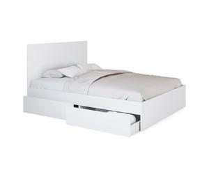 IDMarket - Cama doble Omaha con 4 cajones con ruedas con cabecera y somier de 140 x 190 cm, Estructura Cama Mueble Dormitorio, color blanco