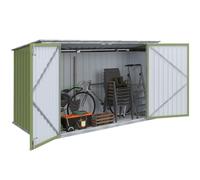 IDMarket - Caseta de jardín de metal verde oliva con cierre múltiple para almacenamiento de bicicletas, herramientas, basura