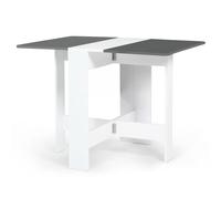 IDMarket EDI - Mesa plegable para 2-4 personas, de madera, color blanco y gris, 103 x 76 cm