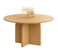 IDMarket Edith - Mesa de comedor fija japandi redonda (110 cm), madera efecto haya